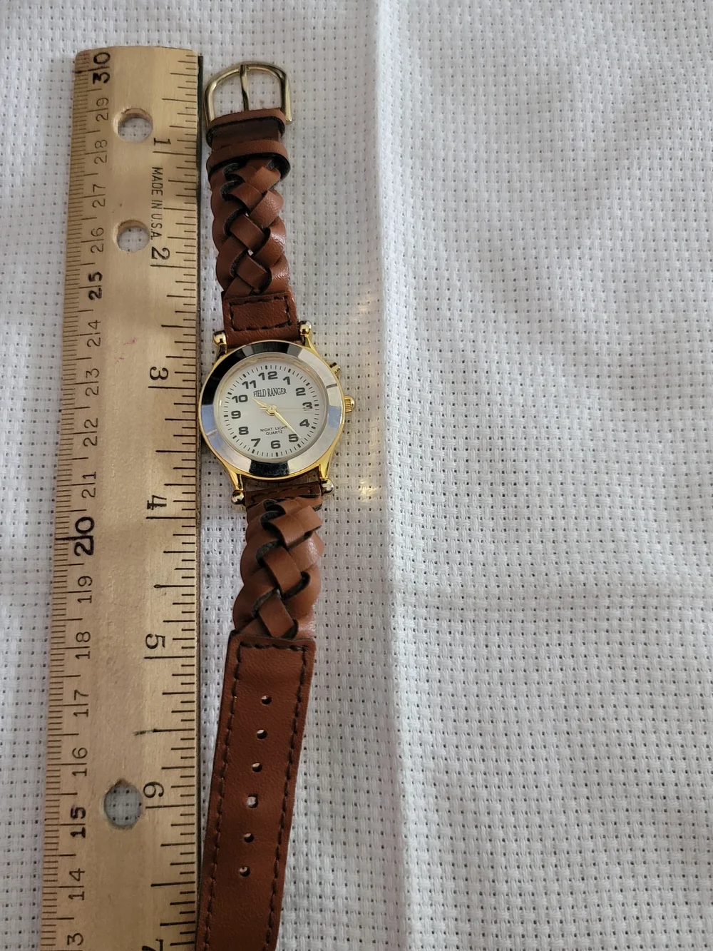 Indiglo Gold Tone Watch with Brown Leather Strap
